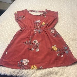 Pink rose floral dress - size large